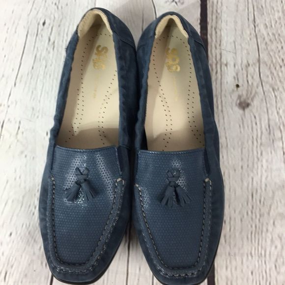 SAS "HOPE" Blue Suede Moccasin Tassel Loafers NEW Sz 9.5 - Picture 3 of 12
